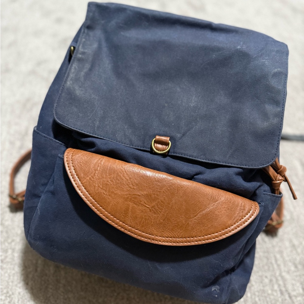 Stylish Navy Vegan Leather Diaper bag